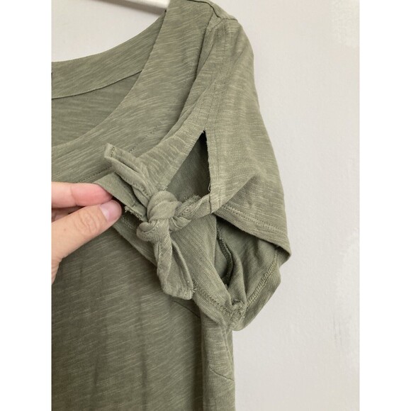 Talbots Tie Sleeve TShirt Dress Green 100% Cotton Slub MEDIUM - Picture 4 of 7